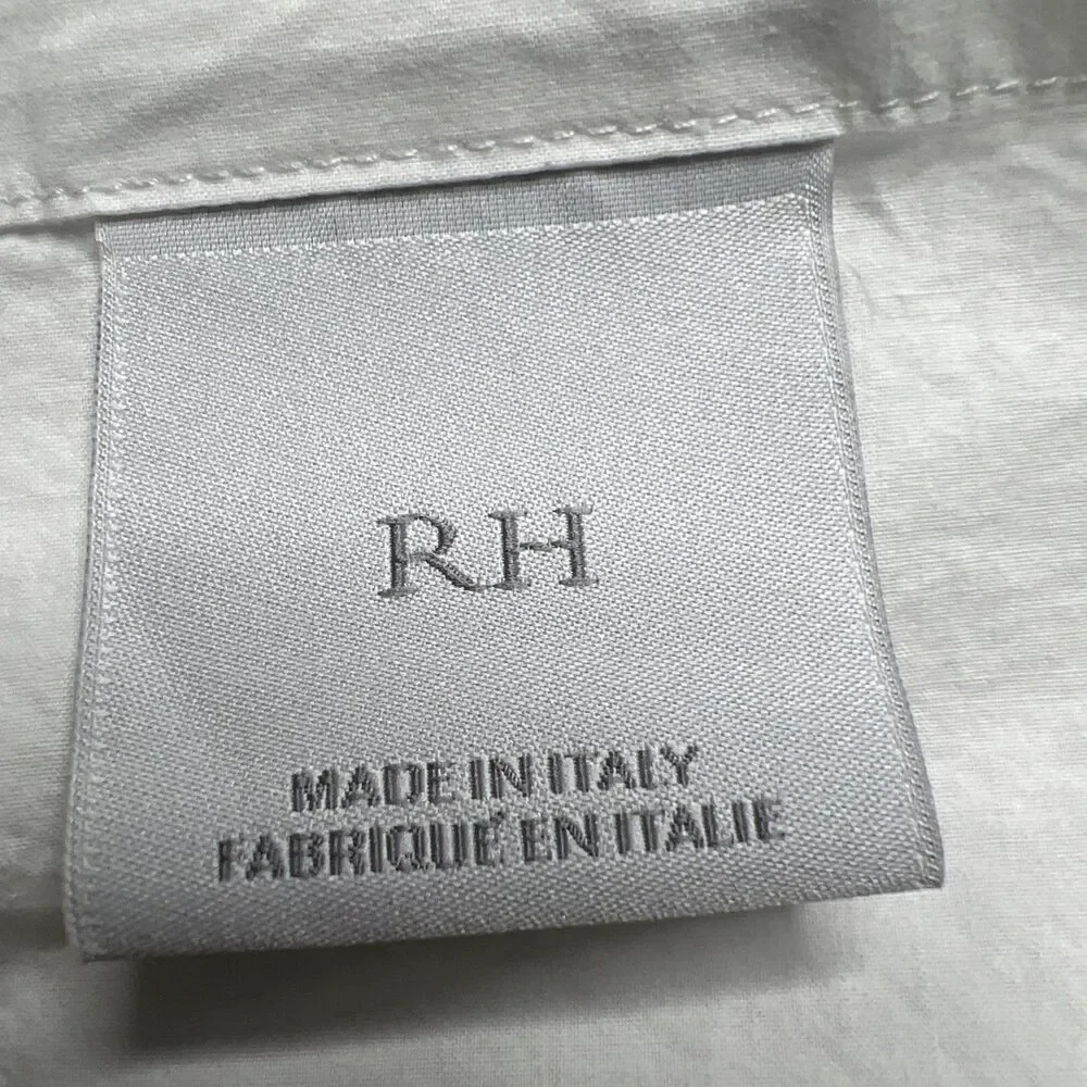 Restoration Hardware Italian Hotel Satin Stitch Standard Sham 1 Piece White Blue